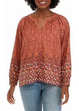 Wonderly Women's Petite Floral Printed Popover Blouse, Pxl