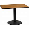 Flash Furniture XU-NATTB-3042-TR24-GG Rectangular Dining Height Table W/ Natural Laminate Top - 42"W X 30"D, Cast Iron Base, Black