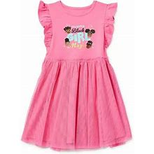 Hope & Wonder Black History Month Toddler Short Sleeve 'Black Girl Magic' Tutu Dress | Pink | Regular 5T | Dresses Tutu Dresses | Beauty