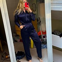 Liz Claiborne Pants & Jumpsuits | Vintage Liz Claiborne Navy Dressy Pantsuit Jumpsuit Size 8 | Color: Blue | Size: 8
