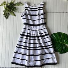 White House Black Market Dresses | White House Black Market Striped Dress Pleated Sleeveless | Color: Black/White | Size: 6