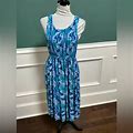 Kaktus Dresses | Kaktus Gauzy Tropical Turtle Print Flowy Dress Medium | Color: Blue/White | Size: M