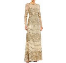 Mac Duggal Women's Embellished Illusion Neck Gown - Gold - Size 16