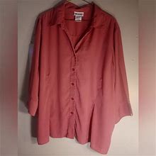 Blair Tops | Women's Blair Mauve Button Up Blouse 3/4 Sleeve Light Weight Size 2Xl | Color: Pink | Size: 2Xl