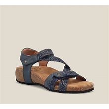 Taos Trulie Wedge Sandals For Women, Perfect For Walking & Travel, Plantar Fasciitis & Arch Support, Size 40 W, Navy