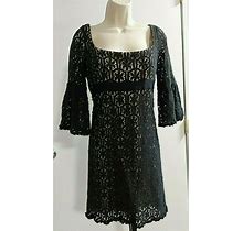 An Original Milly York Vintage Usa Made Black Crochet Knit Dress, Size