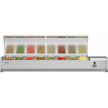 71 in. W 1 Cu. Ft. Commercial Countertop Refrigerator Condiment Prep Rail With Cover In Stainless Steel
