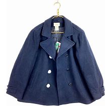 L.L. Bean Bellandi Women's Wool Pea Coat Jacket Size 18 Navy Italy New With Tags