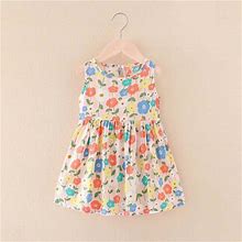 Echfiprom Little Girls Summer Dresses For Girls Toddler Floral Multicolor Sleeveless Sling Dress Size6m-7T