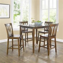 Mainstays 5 Piece Mission Counter Height Dining Set, Solid Wood, Cherry Color For Home