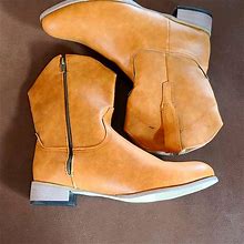 Unbranded Shoes | Zippered Cowboy Boots | Color: Tan | Size: 10.5 Narrow