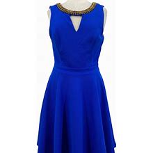 Xoxo Dresses | Xoxo Women's Casual Blue Sleeveless Pullover Beaded Stretch Dress Size Xl | Color: Blue | Size: Xl