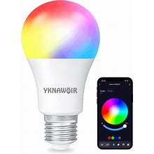 YKNAWOIR Smart Light Bulbs,Wifi And Bluetooth Color Changing Light Bulbs That Work With Alexa & Google Home, RGBW A19 9W 60W Equivalent 800LM Alexa