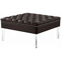 Posh Luke Tufted Faux Leather Oversized Ottoman With Acrylic Legs In Espresso, Brown, Ottomans, By Posh Living