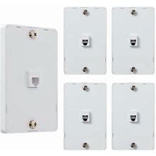 Newhouse Hardware White 1-Port Telephone Jack For Phones Mounted On A Wall 6P4c For Rj11 Connection Single Gang 5-Pack Size 6
