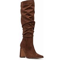 New York & Company Womens Damaris Stacked Heel Over The Knee Boots | Brown | Regular 11 | Boots Over The Knee Boots