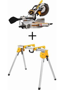 15 Amp Corded 12 in. Double Bevel Sliding Compound Miter Saw, Blade Wrench, Material Clamp And Heavy-Duty Work Stand