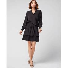 Women's Petite Long Sleeve Beaded Smocked Blouson Dress In Black Size Medium Petite | White House Black Market