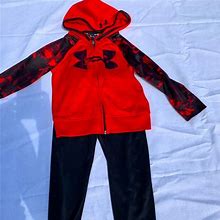 Under Armour Matching Sets | 4T Boys Under Armour Tracksuit Set | Color: Black/Red | Size: 4B