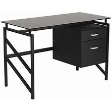 Flash Furniture NAN-WK-036-GG Office Desk, Overall 46" W, Black Top