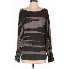 Enti Clothing Pullover Sweater: Gray Stripes Tops - Women's Size Small