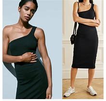 Ninety Percent Dresses | Ninety Percent One Shoulder Ribbed Cotton Dress | Color: Black | Size: S
