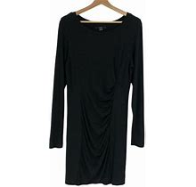 Tart Long Sleeve Ruched Shirred Modal Stretch Black Knee Length Dress