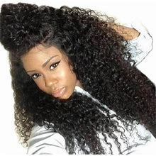 Eseewigs Kinky Curly Glueless Human Hair Wigs Brazilian Hair Lace Front Wigs For Black Women,20 Inches / 360 Lace Frontal Wigs / 180% Density / H