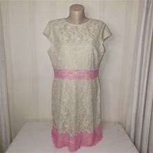 Danny & Nicole [16] Pink & Tan Lace Dress (2002) - Women | Color: Beige | Size: 1X