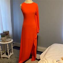 Bcbgmaxazria Dresses | Coral One Shoulder Maxi Dress | Color: Orange | Size: 4