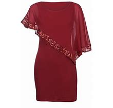 Wirziis Women's Plus-Size Short Sleeves Dress With Sequin Trim Chiffon Overlay Shoulder Summer Dress For Women Maxi Dress