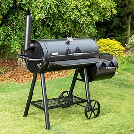 2-In-1 Charcoal Smoker Grill With Offset Smoke Box - Metal