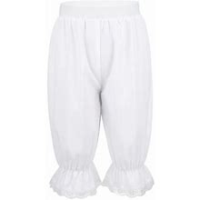Yizyif Kids Girls Edwardian Victorian Pantaloons Ruffle Lace Trim Bloomers Steampunk Fancy Dress White 12