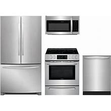 Frigidaire 4-Piece Kitchen Appliance Package With Ffhn2750ts 36" French Door Refrigerator Ffeh3054us 30" Freestanding Electric Range Ffmv1846vs 30" Si