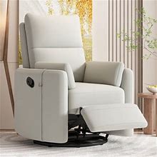 Cosotower 360 Degree Swivel Recliner Theater Recliner Manual Rocker Recliner Chair With Two Removable Pillows For Living Room, Beige