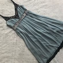 Sue Wong Dresses | Sue Wong Nocturne Silk Sequin Beaded Cocktail Empire Babydoll Slip Dress Sz 0 | Color: Black/Blue | Size: 0