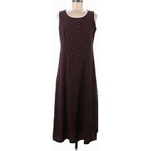 Danny & Nicole Casual Dress - A-Line Scoop Neck Sleeveless: Burgundy Polka Dots Dresses - Women's Size 8