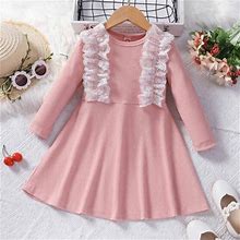Tawop Pink Dress Floral Infant Toddler Baby Girls Long Sleeve Round Neck Dress Dress Princess Dress Clearance