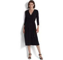 Lauren Ralph Lauren L39207 Womens Black Jersey-Matte Midi Dress Size