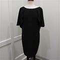 Calvin Klein Dresses | Calvin Klein Women's V-Back Black Batwing-Capelet Dress Size 10 | Color: Black | Size: 10