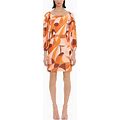Donna Morgan Women's Geo-Print 3/4-Sleeve Dress - Buttercream/Orange - Size 14