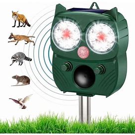 PHIMINNEX Solar Animal Repeller, Ultrasonic Repellent, Motion Detection, LED Flashing Light, Dog, Cat Repellent, Squirrel, Raccoon, Skunk, Rabbit,
