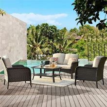 OVIOS 4-Piece Water-Resistant Wicker Deep Seating Outdoor Sofa Set
