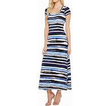 Karen Kane 2L05190 Blue-Multi Painted Stripe Stretch Jersey Maxi Dress - $129