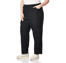 Alfred Dunner Womens Allure Slimming Plus Size Short Stretch - Modern Fit Pants, Black, 20 US