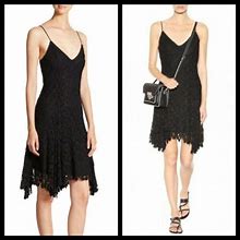 Polo Ralph Lauren $389 Black Lace Crochet Asymmetrical Hem Dress Size