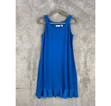 Susan Graver Dress Petite Ps Blue Brigade Liquid Knit Sleeveless