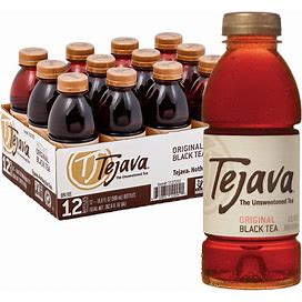 Tejava Original Unsweetened Black Iced Tea, 12 Pack, 16.7Oz PET Bottles, Non-GMO, Kosher, No Sugar Or Sweeteners, No Calories, No Preservatives,