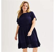 Plus Size Croft & Barrow® Flutter Sleeve Dress, Women's, Size: 4XL, Dark Blue