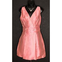 Upscale Vintage 1950'S "BETTY LANE ORIGINALS" Short Pink Shimmer Dress W/ Rhinestone Buttons 32
